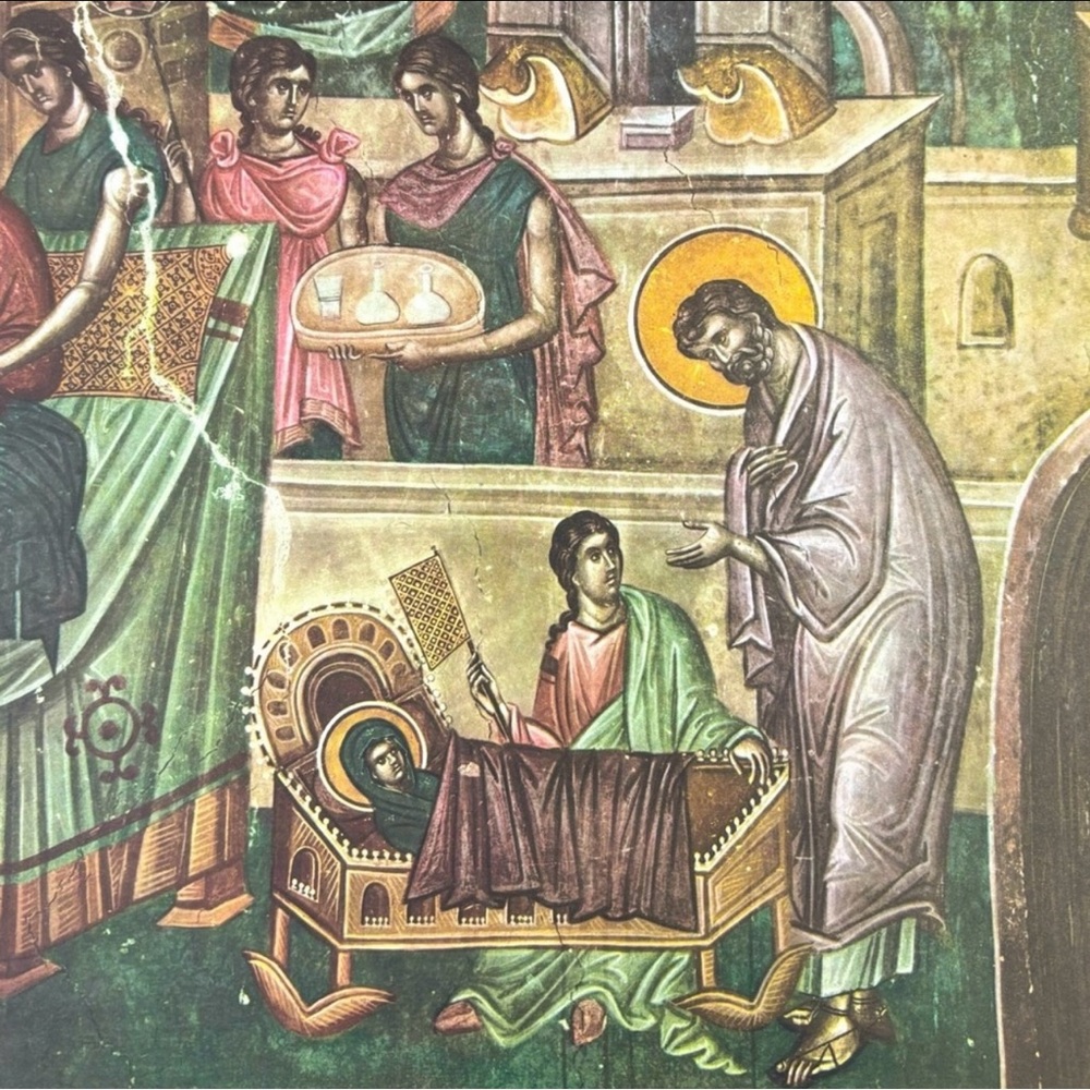 Original Vintage Fine Art Print Poster Medieval Yugoslavia Wall Frescoes Antique